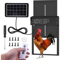 Porte de poulailler automatique solaire, portes de poulailler automatiques avec écran LCD, manuel et minuterie, télécommande, porte de poulailler automatique anti-piégeage