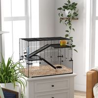Noire hami - Cage à hamsters de 23,5", cage à gerbilles avec bassin en verre pour petits hamsters