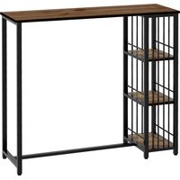 Mesa Alta Cocina con 3 Estantes Mesa Alta Bar para 2 Personas Patas de Acero para Salón 120x40x105 cm Marrón y Negro