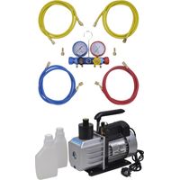 FIMEI Pompe à vide 50 L/min avec manomètre à 4 voies en kit d'outils