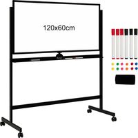 Costway – Tableau blanc magnétique mobile 120x60cm – Double face réversible 360° – Hauteurs réglables – 12 aimants et 6 marqueurs inclus