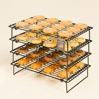 4PCS Grille De Refroidissement Pliable 4 Niveaux 26x41cm Antiadhésif Four Lave-vaisselle Cuisson