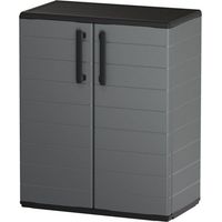 Niedrigschrank - TOOD - 2 Türen + 1 Regal aus Polypropylen - 68 x 37 x H.84 cm - Grau