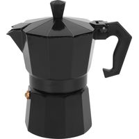 Cafetière en aluminium 150ml, 3 tasses, noir, pour cuisine, maison, bureau et café, accessoire de cuisine élégant.