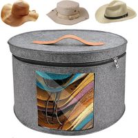 Rangement Pour Chapeaux Avec Couvercle, Grand Organisateur De Chapeaux Pliable, Boîte De Chapeaux Pliable En Feutre