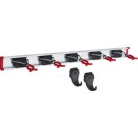 BRUNS Alu-Gerätehalter-Set, inkl. 5 Halter, 2 Haken und mit Schiene 750 mm, flexible Hakenleiste für Gartengeräte