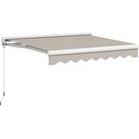 Toldo Retráctil Eléctrico Manual 250x200 cm Toldo Portátil con Mando a Distancia Manivela Manual Marco de Aluminio Crema