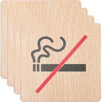 Lot de 4 panneaux d'avertissement « Interdiction de fumer » pour hôtels, en bois.-10x10cm