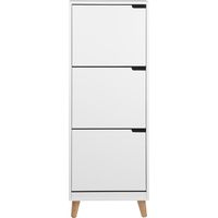 Meuble à chaussures scandinave blanc et bois 3 casiers L47 cm MITRAA