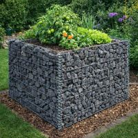 Jardinière surélevée gabione 90 x 90 x 100 cm Corbeille à plante grillage en fil
