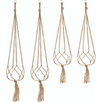 Juego de 4 colgadores de macramé para plantas, soporte para macetas, colgador para plantas, decoración de jardín interior y exterior con 2 piezas de 105 cm y 2 piezas de 90 cm, 4 pies