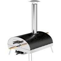 Mini four à pizza à bois avec pierre réfractaire, thermomètre et plateau tournant pour jardin, terrasse ou camping
