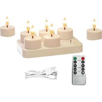 Bougies Chauffe-Plat Rechargeables Sans Flamme avec Station de Charge, 6 Bougies Chauffe-Plat à Piles avec Télécommande et Minuteur