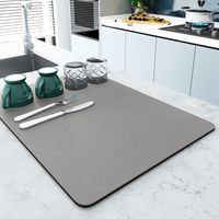 Geschirr-Abtropfmatte, super saugfähige Abtropfmatte, schnell trocknende Nanofaser-Küchenspüle-Matte, (50 x 60 cm, grau)