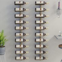 Vidaxl – Casier à vin mural doré en métal pour 10 bouteilles – Dimensions 24 x 9 x 120 cm – Fixation murale incluse – Lot de 2