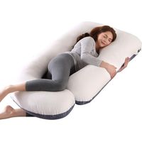 Almohada de embarazo para dormir, almohada de lactancia, almohada de lactancia grande en forma de U con funda de terciopelo reemplazable y lavable (terciopelo gris y blanco)