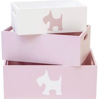 Dog Set 3 Holzschachteln 15x40x28/13x35x23/11x30x18cm