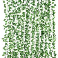 Lierre Artificiel 12 Pack 2m Plantes Artificielles Guirlande Feuilles Artificielles Fausse Plante Tombante Artificielle Lierre Guirlandes Liere Decoration pour Mariage,Cuisine,Jardin,Bureau