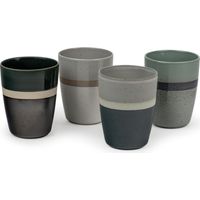 Bredemeijer Set de tasses de tasses à thé de 4 pièces - Tasses de en céramique de couleurs avec design de rayures - chaque de 200 ml de capacité