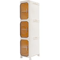 3 Tiers Narrow Bathroom Storage Cabinet Freestanding Storage Unit with 4 Wheels For bathroom, living room, bedroom, office, cafe