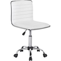 Yaheetech Sedia Ufficio da Scrivania a Rotelle Girevole Sedia Ergonomica Imbottita Moderna da Camera da Letto Studio in Ecopelle Acciaio Altezza Regolabile Bianca