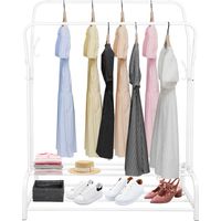 Porte-manteau avec crochets Portant à vêtements double avec porte-chaussures double 110x33x150/130cm Blanc