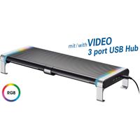 mywall Soporte para monitor HT42L con iluminación RGB con solo pulsar un botón, elevador de monitor con 2 cajones y 3 puertos USB 2.0, soporte de pantalla para pantallas y ordenadores portátiles,