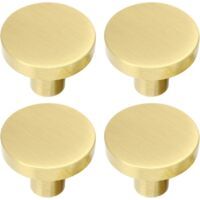 Poignée de meuble ronde en laiton brossé, bouton de tiroir, poignée de meuble de salle de bain dorée, poignée de tiroir avec vis pour meuble, tiroir, 32 mm x 25 mm