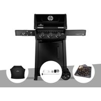 Barbecue gaz Freestyle 365 noir PRO 3 brûleurs + 1 bruleur sizzle zone + Housse de protection + Rôtissoire + Plateau charbon - Napoléon