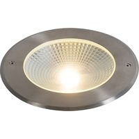 Qazqa – Spot encastré extérieur LED 20W – Ø 210 mm – Acier inoxydable – IP65 étanche – Lumière blanc chaud 3000K – Installation facile