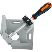 Sollbry Etau d'angle 90°en Alliage d'Aluminium, Pince à Angle Droit Outil de Serrage avec Double Poignée, Porte-étau avec Mâchoire Pivotante Réglable - Gris Argenté