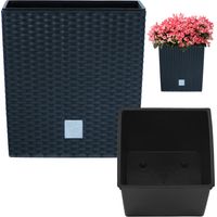 Prosperplast Blumentopf Blumenkübel Anthrazit mit Pflanzeinsatz, Kunststoff, Höhe: 26,6 cm