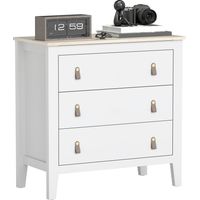 Cómoda para Dormitorio con 3 Cajones Tiradores de PU Cajonera para Salón Pasillo 80x40x78,5 cm Blanco