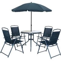 Conjunto de Sombrilla Divertida + Mesa + 4 Sillas Negras