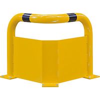 Eck-Rammschutz-Bügel, mit Unterfahrschutz, Rundrohr 76/3 mm, zum Aufdübeln, Innenbereich, Farbe gelb/schwarz, BxTxH 600x600x600 mm