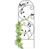 2 x enrejado decorativo, metal, soporte para plantas, decoración de jardín, 120 x 40 cm, diseño enredaderas, negro