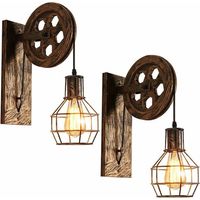 Stoex – Applique murale industrielle vintage à poulie – Lampe E27 pour intérieur – Métal laiton – Dimensions 30,5x9,5cm – Idéale pour salon et restaurant