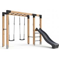 EXIT Linea Robust 110 Holz-Monkeybar mit Doppelschaukel und Rutsche