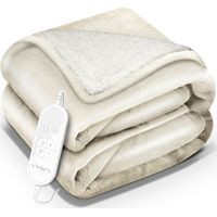 sinnlein Couverture chauffante avec arrêt automatique, 160 x 120 cm, beige Couverture chauffante avec 9 réglages de température Couverture lavable pour lit ou canapé Couverture chauffante avec minu