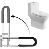 Barra de apoyo para inodoro abatible de 60 cm para personas con discapacidad, en forma de U y fijada a la pared, para la seguridad de las personas mayores.
