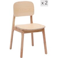 Nordlys - Lot de 2 Chaises de Salle a Manger Scandinave en Bois Massif
