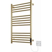 Belfast Dry Electric Brushed Brass Stainless Steel Towel Rail 720mm High 500mm Wide Energy Efficient