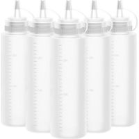 BUNTHAUS 5er-Pack 250-ml-Soßenflaschen aus Kunststoff mit Verschluss, Ketchup-Spender und auslaufsicheren Deckeln
