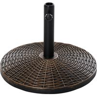 Outsunny – Pied de parasol en résine HDPE imitation rotin – Ø 53cm – Pour parasols Ø 35/38/48mm – Poids 25kg – Système de maintien avec molette
