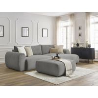 BOBOCHIC - Canapé d'angle convertible coffre LUCIEN gros côtelé doux avec pouf Angle droit Gris foncé