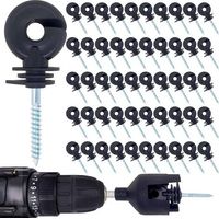 Sollbry 50pcs Isolateurs de clôture électrique à vis, poteaux de clôture électrique, poteaux de clôture électrique pour poteaux en bois, protection solaire et imperméable à la pluie, anneaux isolants