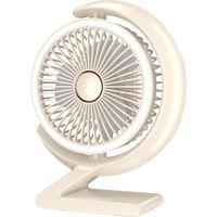 Ventilateur de table, ventilateur de table portable silencieux, ventilateur, lampe de table, convient pour chambre à coucher, bureau, beige