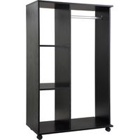 Kleiderschrank, mobiler Aufbewahrungsschrank, schwarze Spanplatte