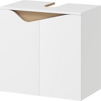 Meuble vasque salle de bain blanc 60x35x57,9 cm portes fermeture amortie