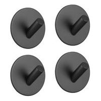 BRAVIX 4 Ganci adesivi, portasciugamani, ganci in acciaio inox, ganci semplici senza foratura, 4 ganci in acciaio inox per cucina e soggiorno (ganci rotondi neri angolati)